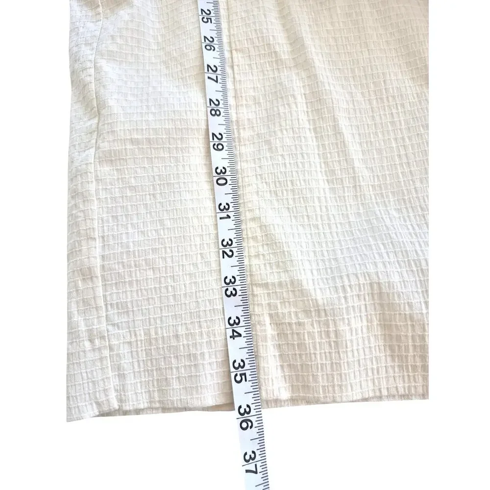 Ann Taylor Dress Sz 8 Cream One Shoulder Shift Ruffle Summer Preppy Cotton Resor